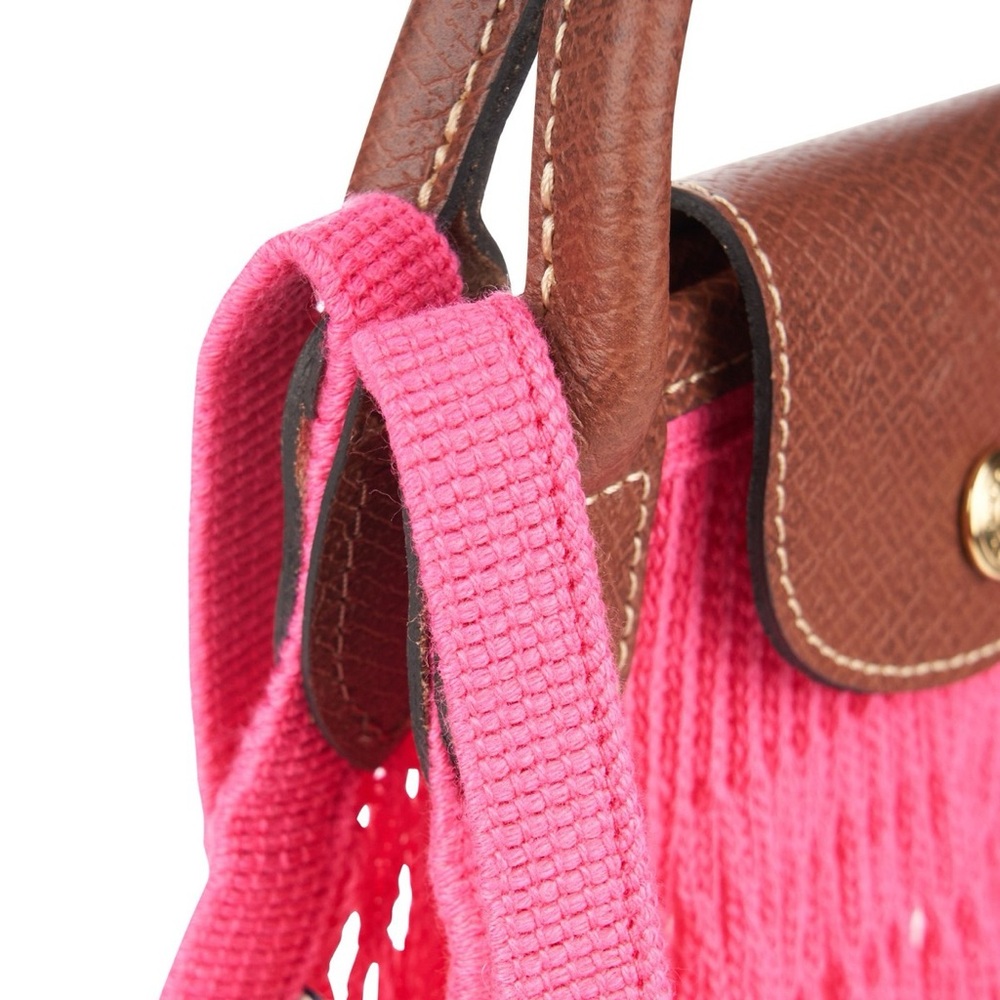NWT Longchamp Le Pliage Filet Knit L Mesh Bag in Candy Pink - Picture 3 of 16
